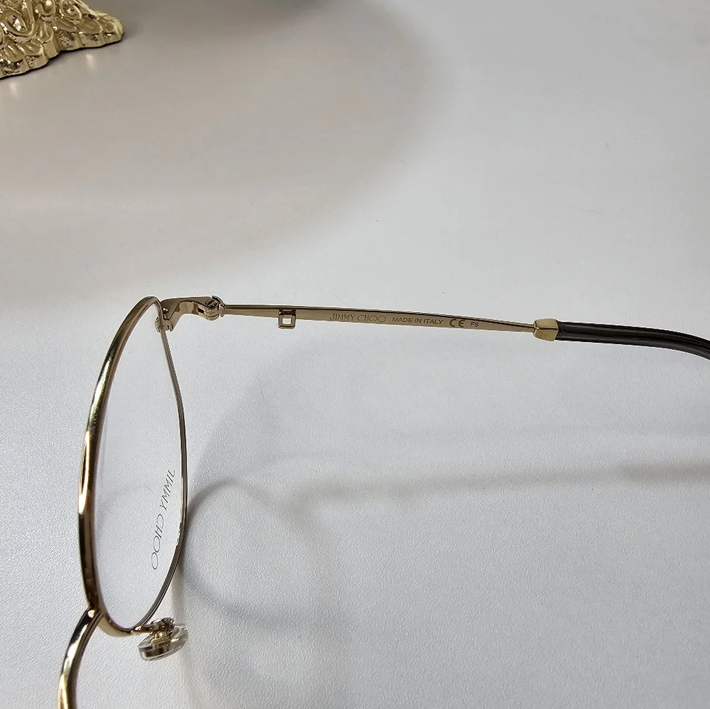 JIMMY CHOO 52 MM gold-toned‎ women's eyeglasses frames with removable chain.